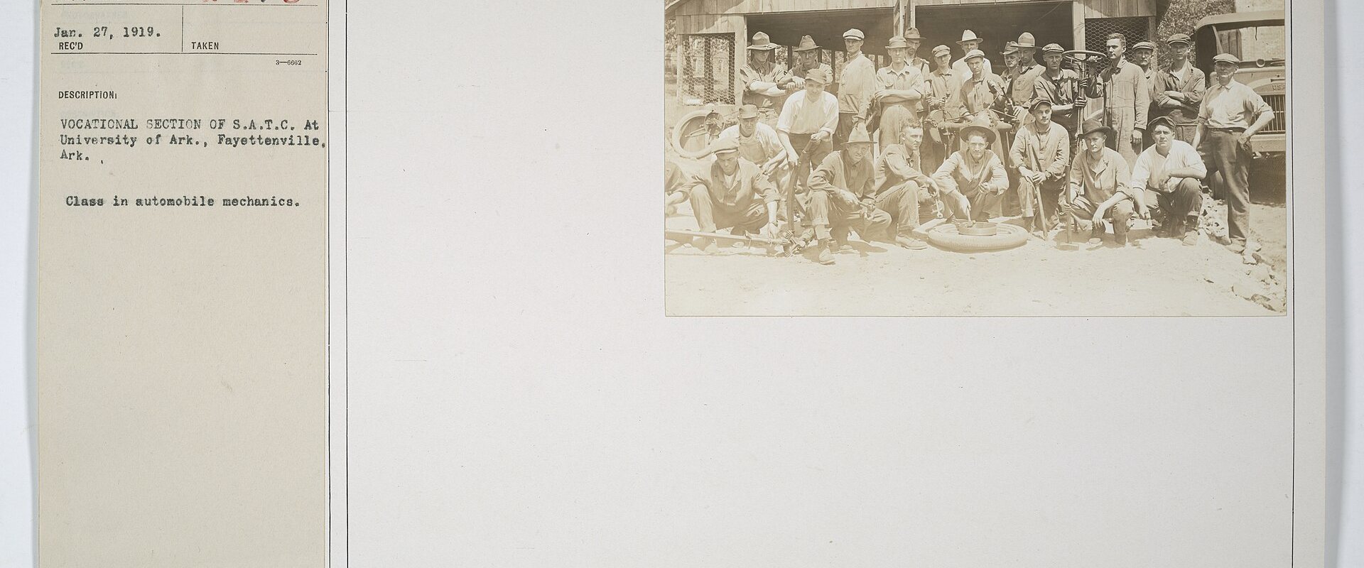 Colleges and Universities - University of Arkansas - Vocational Section of Student Army Training Corps at Univ