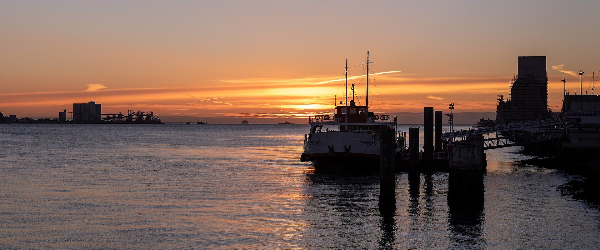 Eborense ferry at sunset, Estação Fluvial de Belém, Lisbon, Portugal julesvernex2